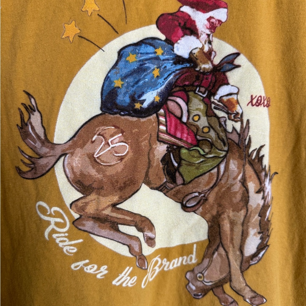 Santa Graphic Tee with Horse Design